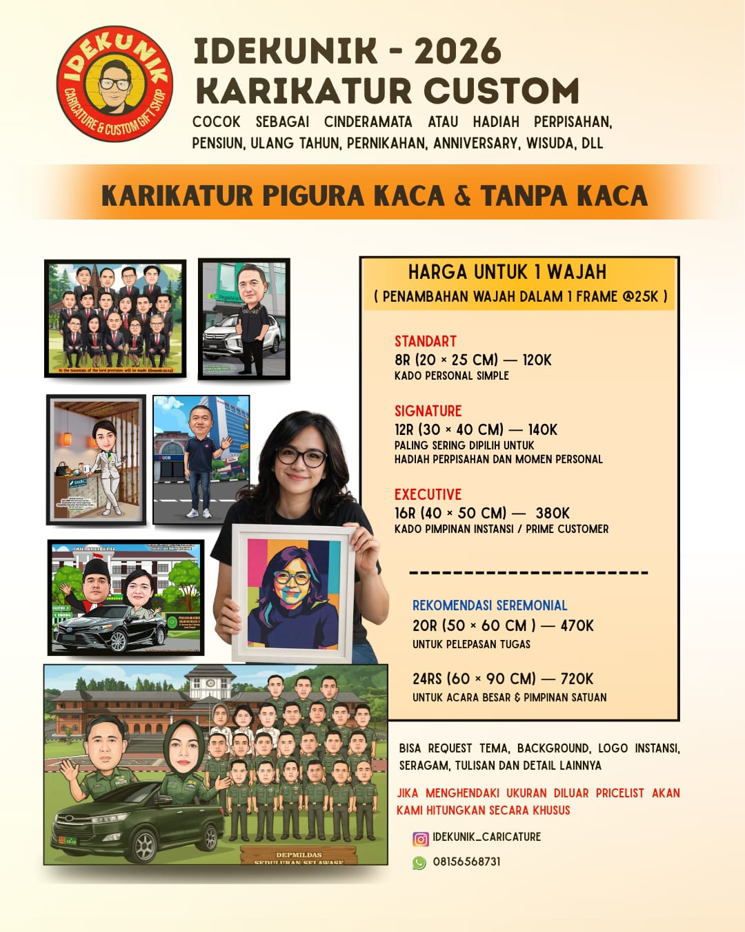Idekunik Karikatur Pigura price list and product examples